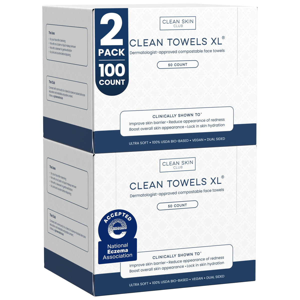 Reduces Fine Lines and Wrinkles in 6 weeks or Less, CLEAN SKIN CLUB Healthy Aging Clean Towels® XL, Disposable Face Towels, XL - 1 Pack (50 count)