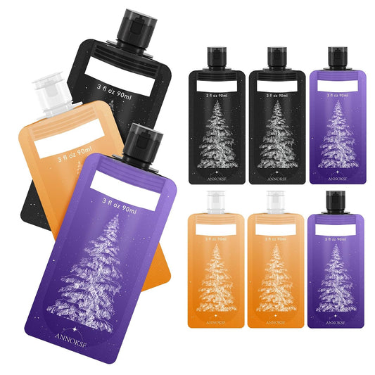 9Pk Travel Pouches for Toiletries, 3oz Leakproof Refillable, Tree