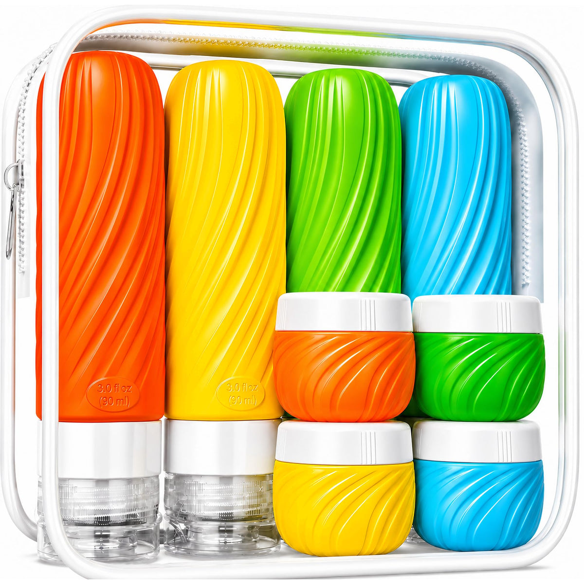 Travel Bottles for Toiletries,TSA Approved Silicone Travel Size Containers, Refillable Liquid Leak Proof Travel Shampoo and Conditioner Bottles for Women & Men, Airplane Carry On Essentials