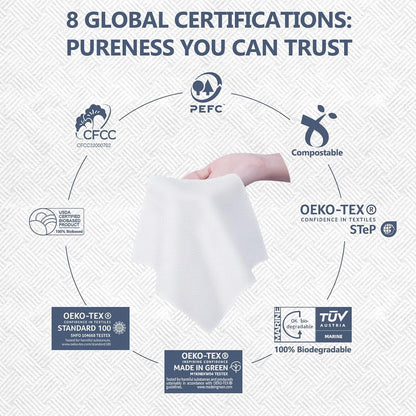 Premium Disposable Face Towels, 10"x12" XL, 90gsm Ultra-Thick 100% USDA Biobased Facial Towel, Gentle for All Skin Types, Magnetic Closure Box with Visibility Window (1 pack of 50ct)