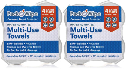 Disposable Compressed Towel Tablets - Absorbent, Durable & Reusable Paper Towels - Great Cleaning Cloths, Camping Towels and Soft, Eco-Friendly Baby Wipes - 8.5”x11” - (25 Towels & 1 Tube)