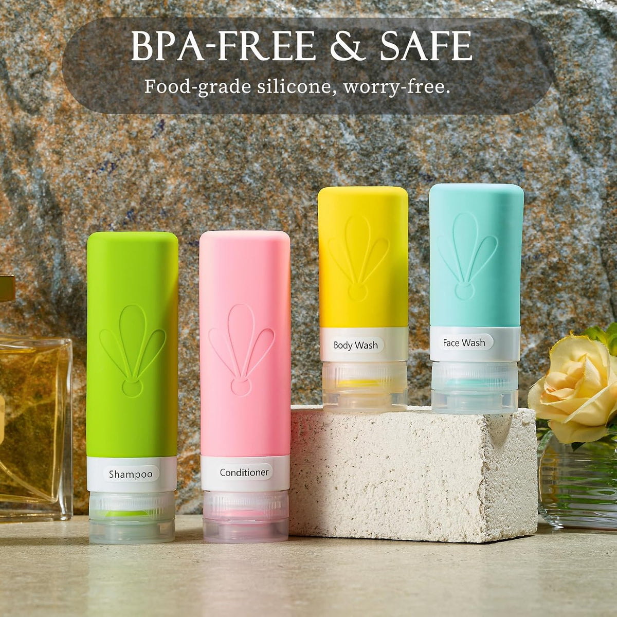 INSFIT 17 Pack Travel Bottles for Toiletries, TSA Approved 3oz 2oz Travel Size Toiletries, BPA Free Leak Proof Squeezable Silicone Tubes Travel Essentials for Shampoo Conditioner Lotion Soap