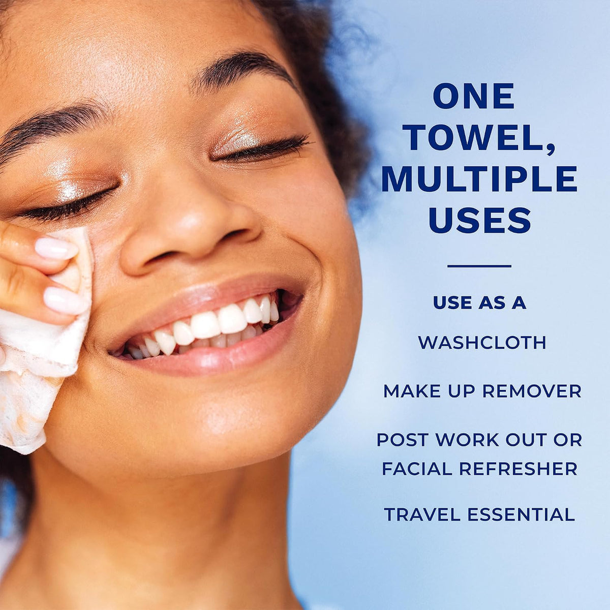 Q-tips Clean Disposable Face Towels for Cleansing, 100% Cotton, 50 Count