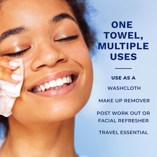 Q-tips Clean Disposable Face Towels for Cleansing, 100% Cotton, 50 Count