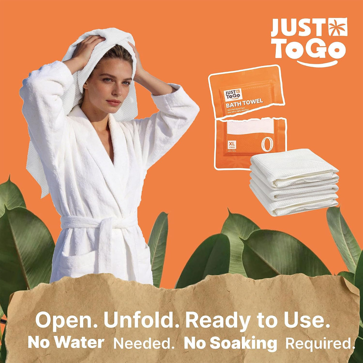 Disposable Bath Towels, 55 x 27.5 in, Vacuum Compressed, 3 Pack