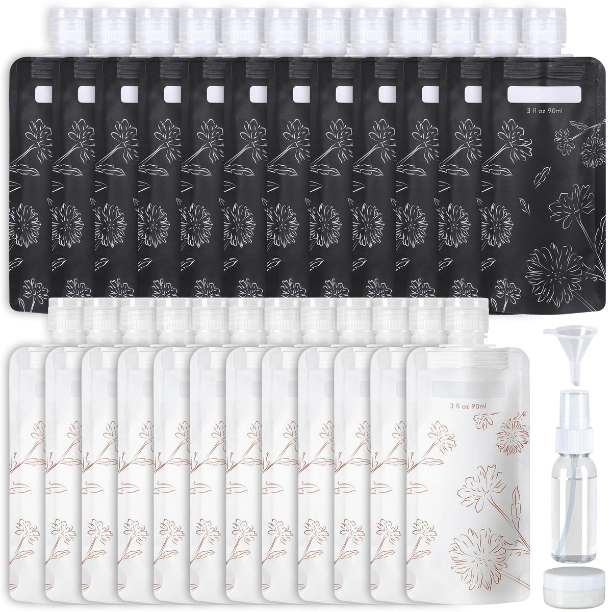 PACKISM 12 Pack Travel Pouches for Toiletries - 90ml 3 oz Liquid Containers