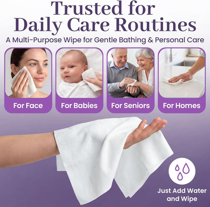 Disposable Dry Wipes 100 Ct, Cloths for Baby & Adults 9.5x13.5"