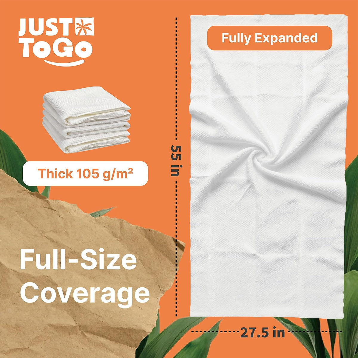 Disposable Bath Towels, 55 x 27.5 in, Vacuum Compressed, 3 Pack