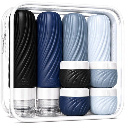 Travel Bottles for Toiletries,TSA Approved Silicone Travel Size Containers, Refillable Liquid Leak Proof Travel Shampoo and Conditioner Bottles for Women & Men, Airplane Carry On Essentials