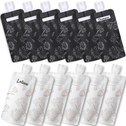 PACKISM 12 Pack Travel Pouches for Toiletries - 90ml 3 oz Liquid Containers