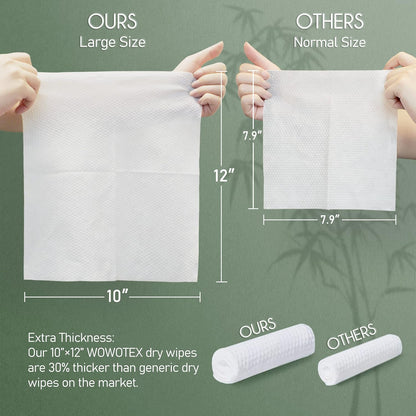 WOWOTEX Travel Size Disposable Face Towels, Ultra Soft Dry Wipes, 30 Count
