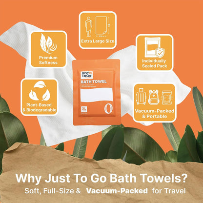 Disposable Bath Towels, 55 x 27.5 in, Vacuum Compressed, 3 Pack