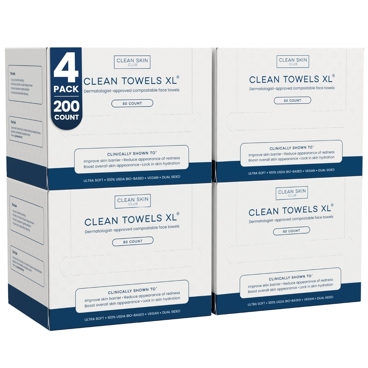 CLEAN SKIN CLUB Sensitive Skin Clean Towels® XL, Ultra-Soft Disposable Face Dry Wipes Infused with Aloe & Glycerin, XL - 1 Pack (50 count)