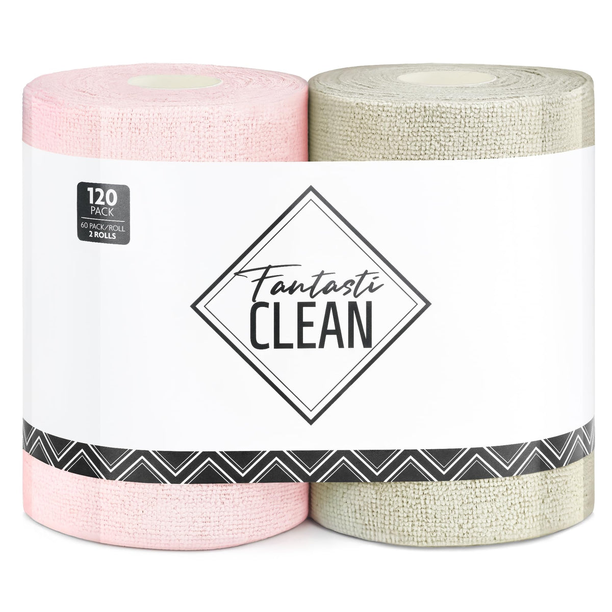 Fantasticlean Microfiber Cleaning Cloth Roll, Pink, 60 Pack, 8" x 8"