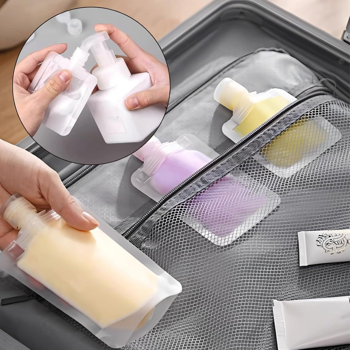 9Pcs 30/50/100ml Travel Size Toiletries with Small Funnel & Label