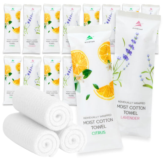 60 Hot or Cold Wrapped Moist Towels – 9'' x 9" Moist Towelettes Individually Wrapped Scented Disposable Face & Hand – Pre-Moistened Hand Wipes Soft Refreshing for Travel, Spa, Restaurant - Mixed