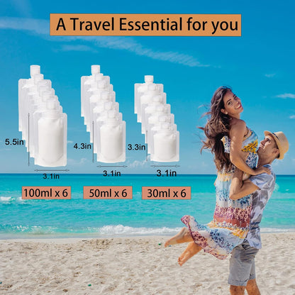 18 PCS Travel Pouches for Toiletries TSA Approved Travel Fluid Makeup Packing Bag Travel Containers for Toiletries Leak Proof Travel Size Toiletries Refillable Cosmetic Containers