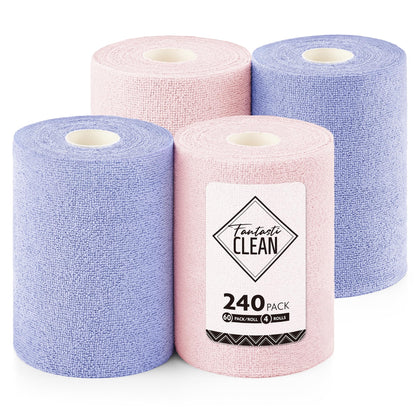 Fantasticlean Microfiber Cleaning Cloth Roll, Pink, 60 Pack, 8" x 8"