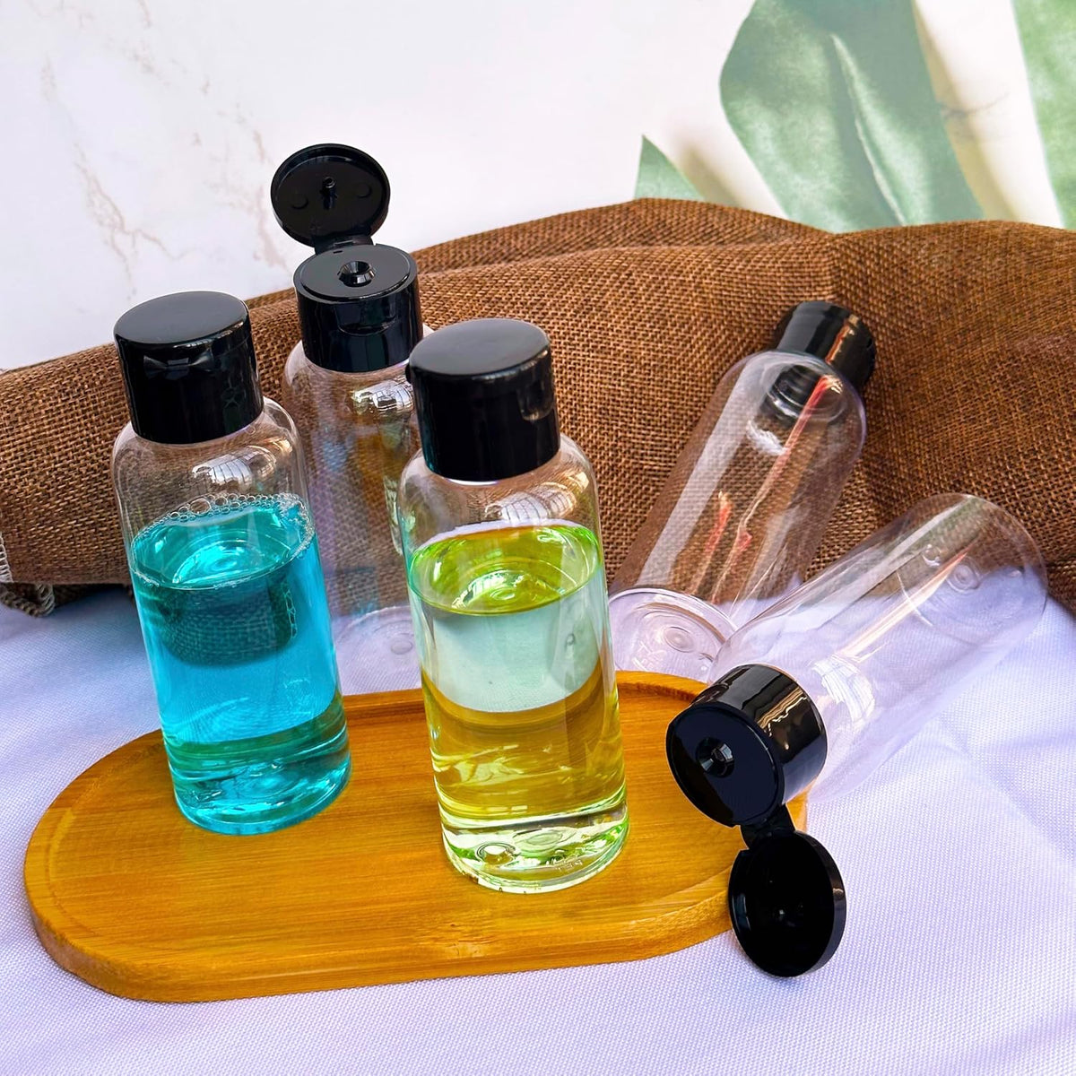DNSEN 5 Pack 3.4 oz Travel Size Bottles for Toiletries with Labels